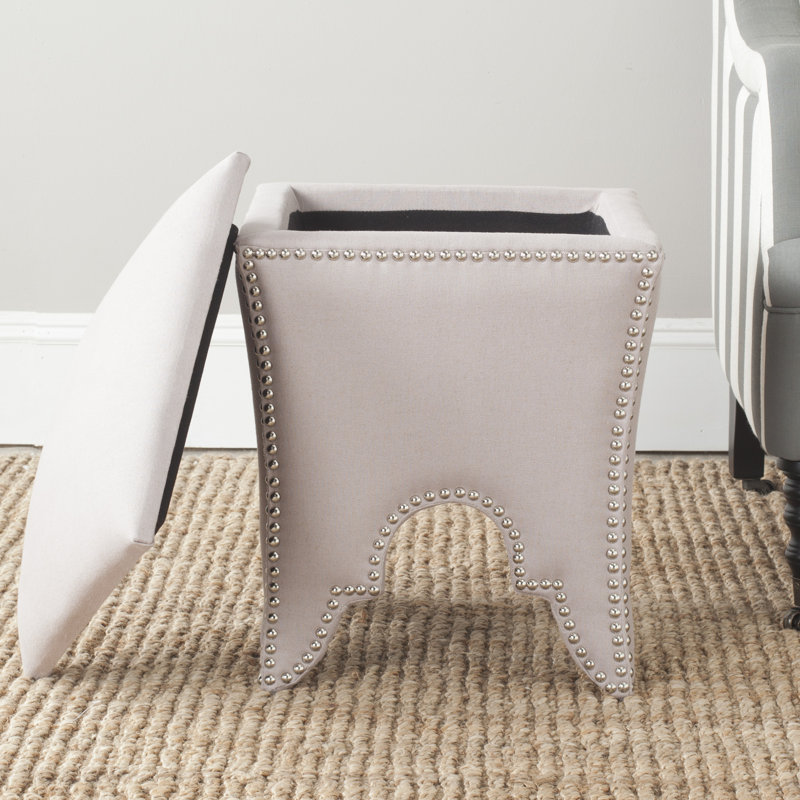 Harleysville 16.1cm Wide Square Solid Colour Ottoman with Storage, Taupe