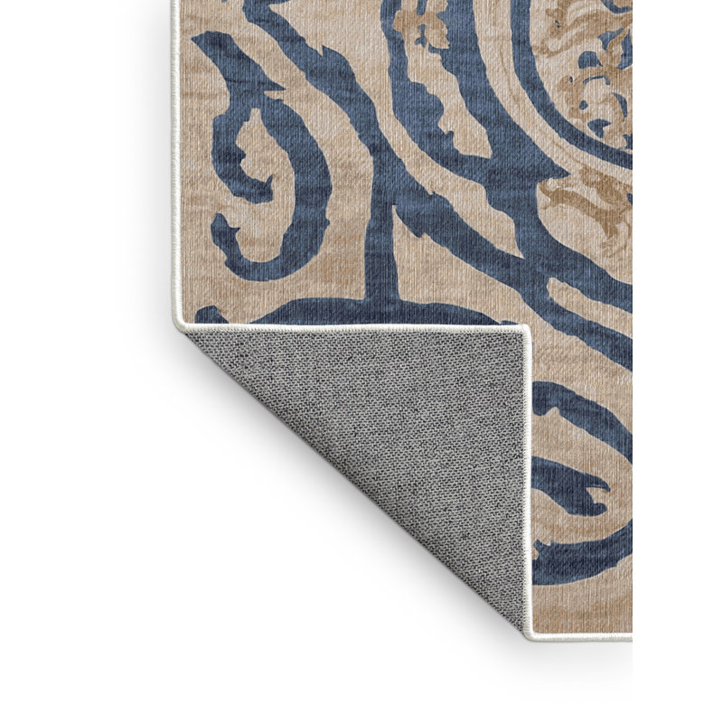 Machine Washable Beige Area Rug, Rectangle 7' x 9'