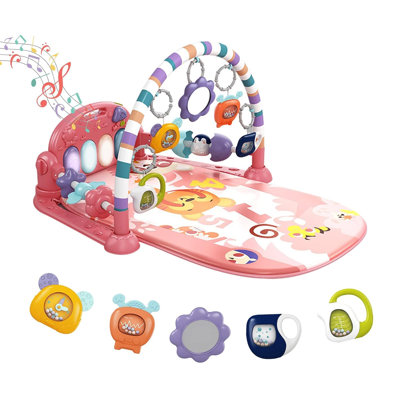 28'' L Baby Play Mat Baby Gym,Funny Play Piano Tummy Time Baby Activity Mat with 5 Sensory Toys