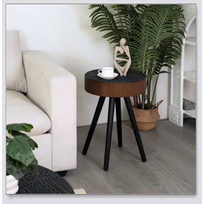 15.7-Inch Round Side Table, Ideal Small Drink Table For Compact Spaces, Modern Accent Nightstand With Solid Wood Legs, Suitable For Living Room, Bedroom, Corner, And Office
