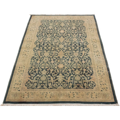 Sun-Faded One-of-a-Kind 4'2" X 6' New Age Wool Area Rug in