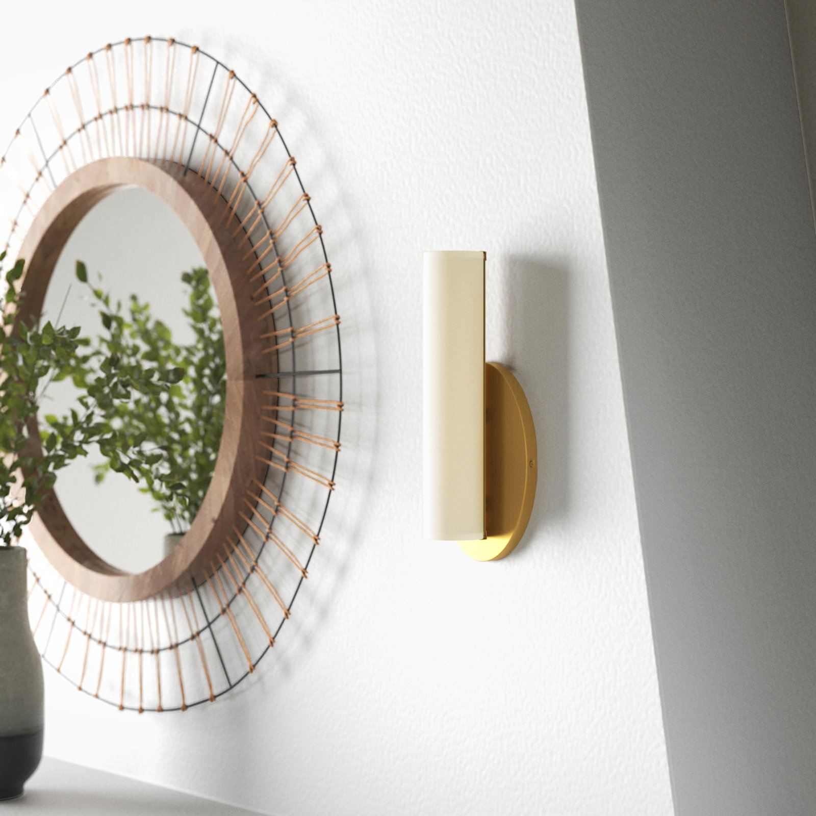 Delphine Single Light Dimmable Flush Mount Sconce, Satin Brass