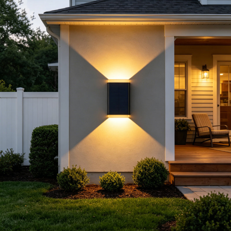 Solar-Powered Wall Sconce with Three Color Temperature Settings and Dimming