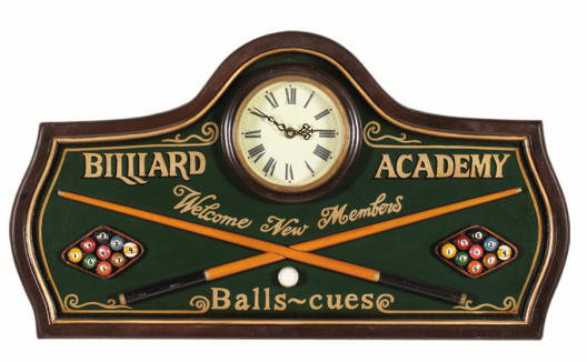 Horloge murale Bruck Billiard Academy, Académie du billard