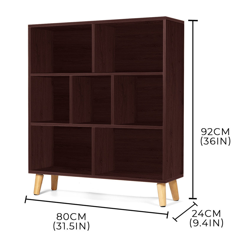 Bibliothèque géométrique H 36 "x l 31,5" Addison, Rouge foncé