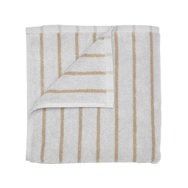 100% Cotton Hand Towel, Micro Chip/Tan Narrow Stripe