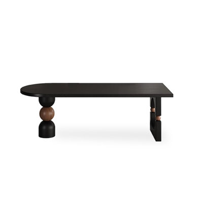 Bureau en bois massif noir + brun noisette