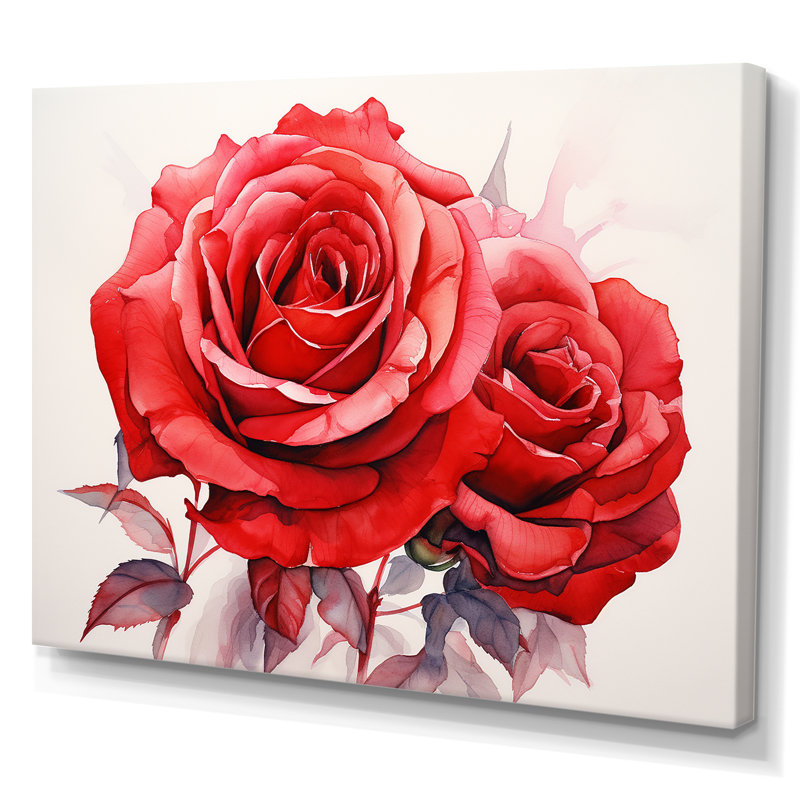 Red Roses Resson sur toile, H 34 po x l 44 po x P 1,5 po, Toile tendue