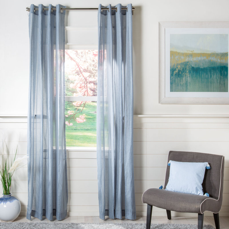 Rhode Sheer Curtain Single Panel, 52" W x 96" L, Gray