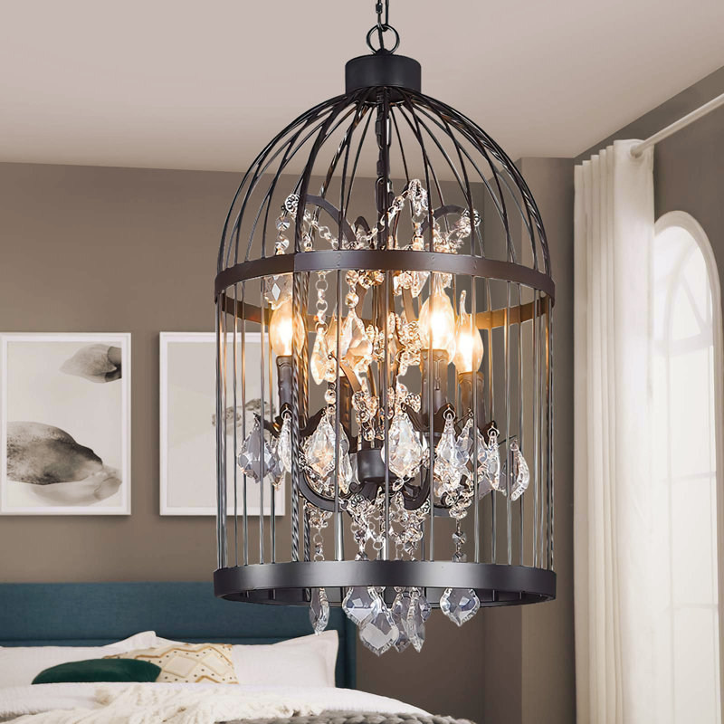 Luminaire suspendu géométrique en cage à 4 lumières Felechia