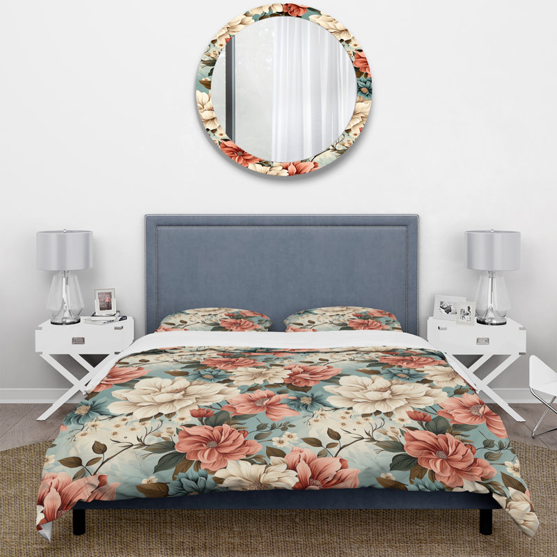 Ensemble de housse de couette chalet beige corail rustique Whispers, Housse de couette pour très grand lit et 2 très