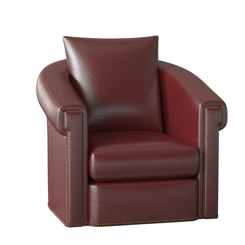 Andre Swivel Armchair, French Natural, Aline Fumo Genuine Leather