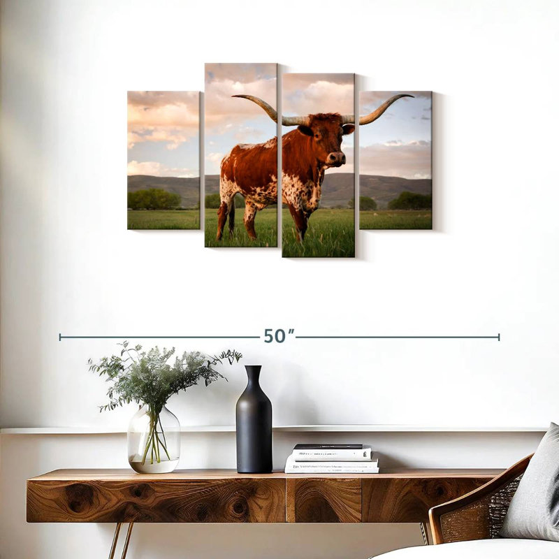 Longhorn brun du Texas, H 22 po x l 36 po