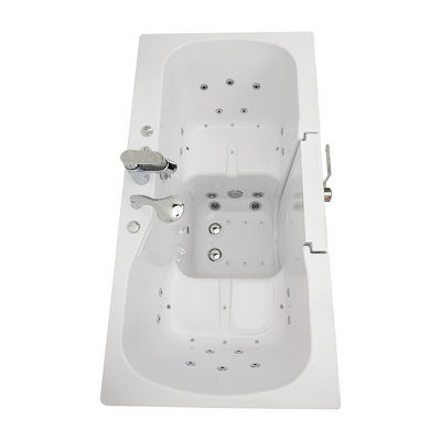 Ella Tub4Two 32"x60" Hydro + Air Massage w/ Independent Foot Massage Acrylic Two Seat Walk in Tub, Right Outswing Door, Heated Seats, 2 Piece Fast Fill Faucet, 2" Dual Drains