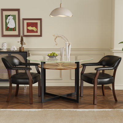 LUMERA Collection Tufted Arm Dining Chair Black