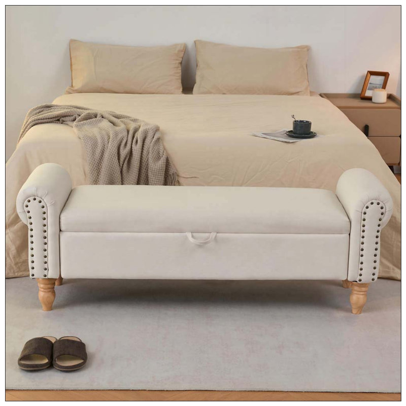 Banc de rangement avec repose-pieds, repose-pieds rembourré
