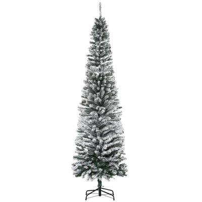 Arbre de Noël artificiel mince enneigé 7,5 pi avec des branches réalistes et 738 pointes HOMcom