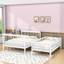 Lit superposé simple au dessus d'un lit double en bois avec escalier de rangement et garde-corps-899844230