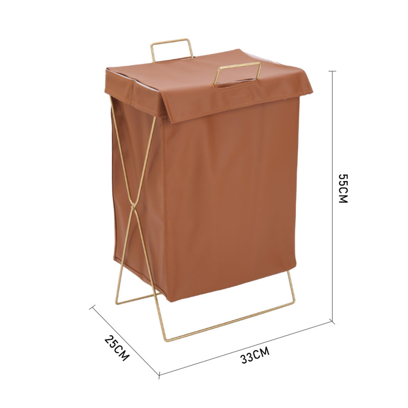 Laundry Basket with Handles, Brown/Gold