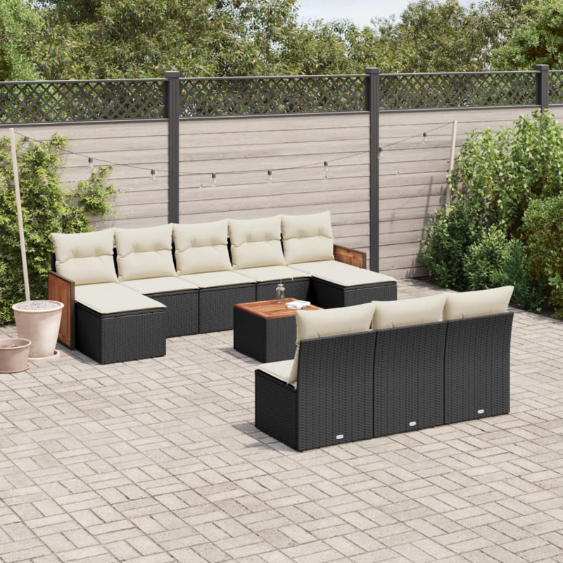 Ensemble de canapé de jardin Vidaxl noir, blanc crème