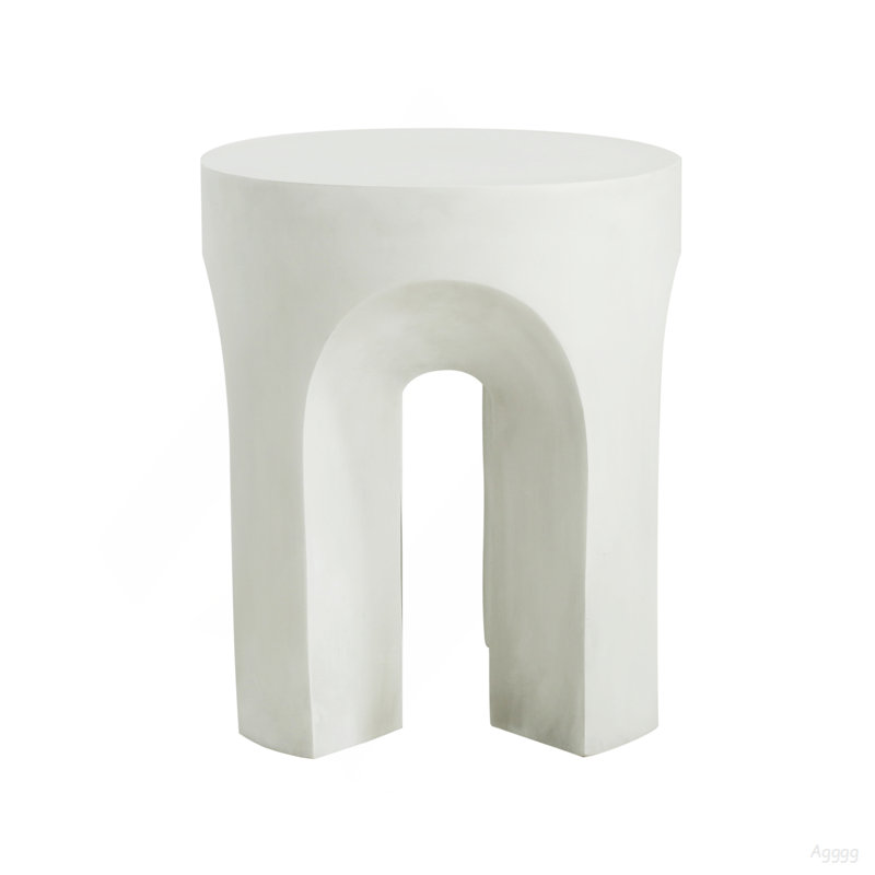 Table d'appoint / table de bout d'extérieur ronde MGO, table d'appoint de salon, blanc antique