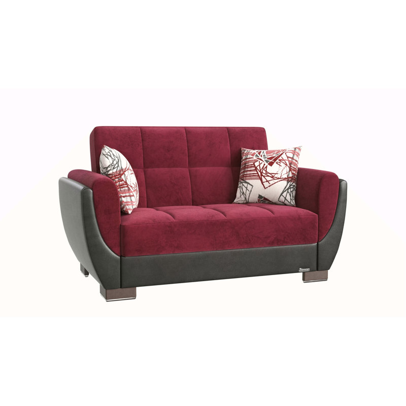 Causeuse convertible Primenest, Noir / tissu bourgogne