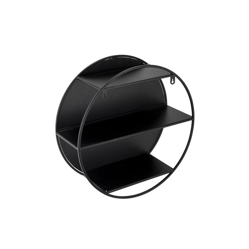 Steel Round Mirror with Shelves
