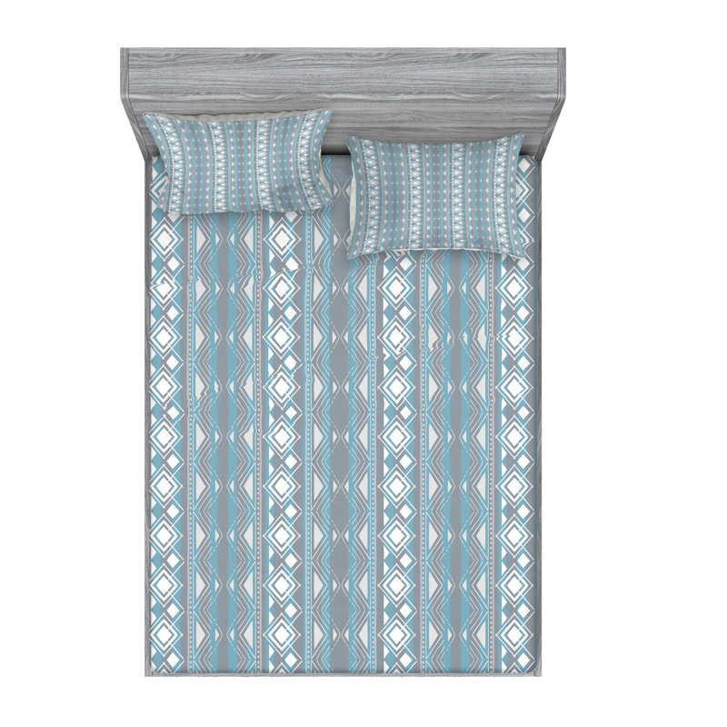 Ensemble de draps à motif de bordure marocaine à pois, Ensemble de draps pour lit double avec un drap-hou