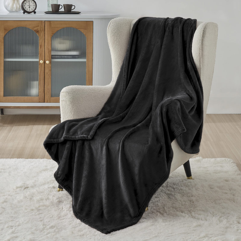Couverture polaire Cozy Winter Collection 300GSM pour canapé, canapé, lit, Noir, L 50 po x L 70 po