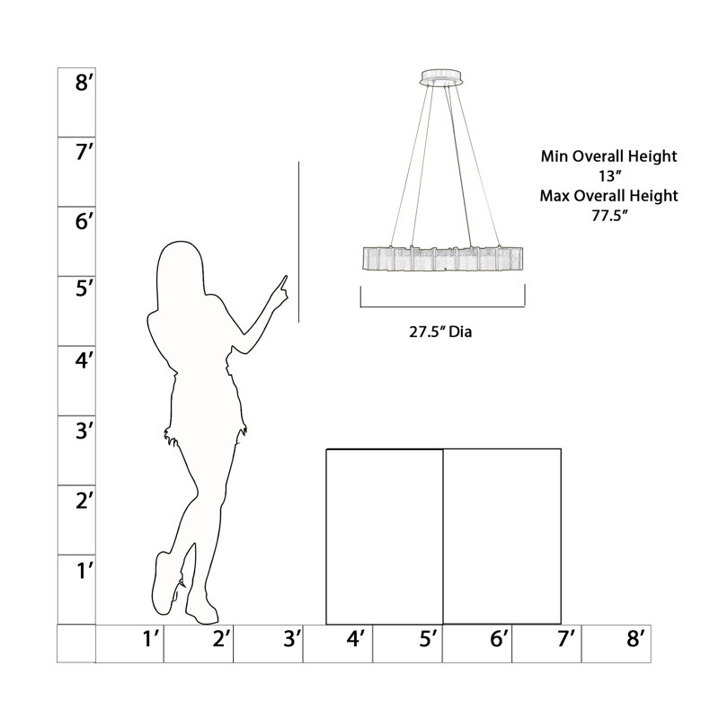 Sevryn 1 - Light Metal LED Chandelier, 77.52" H x 27.55" W x 27.55" D