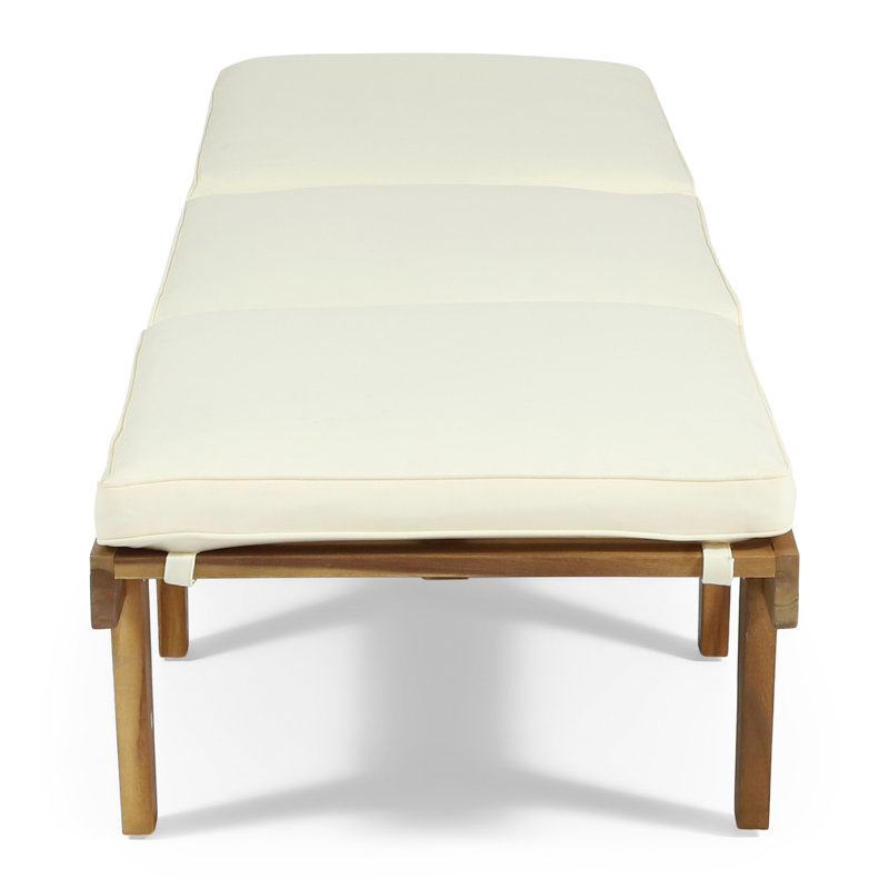  Chaise longue en bois d'acacia Ariana avec coussin et accoudoirs, finition teck