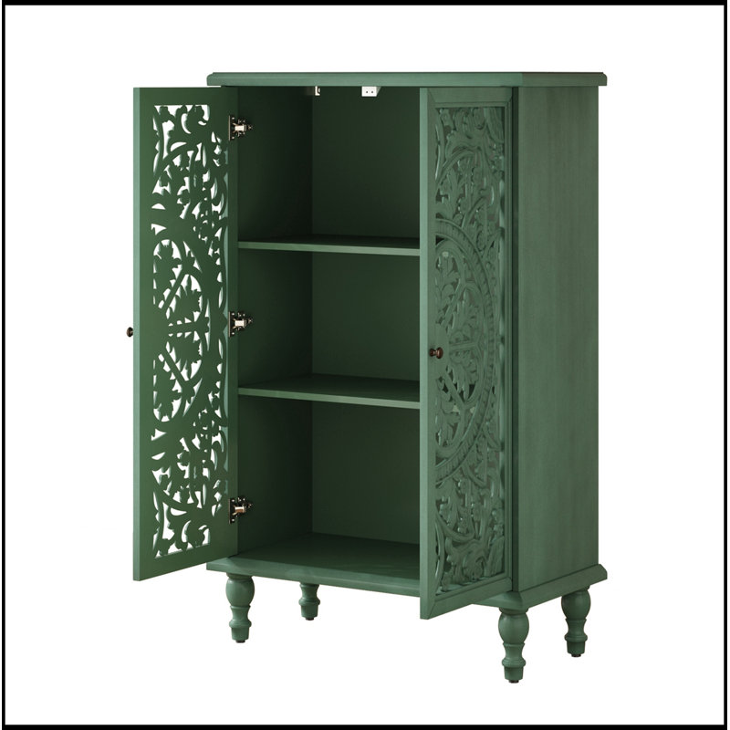 Armoire avec portes sculptées creuses, Vert antique