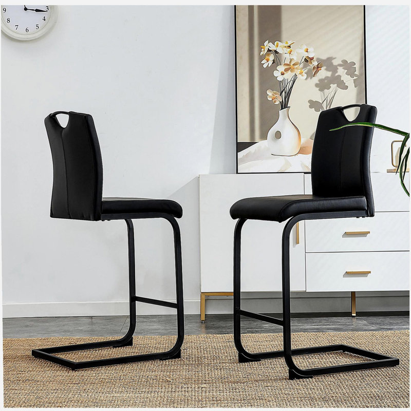 Ensemble de 2 chaises noires en polyuréthane