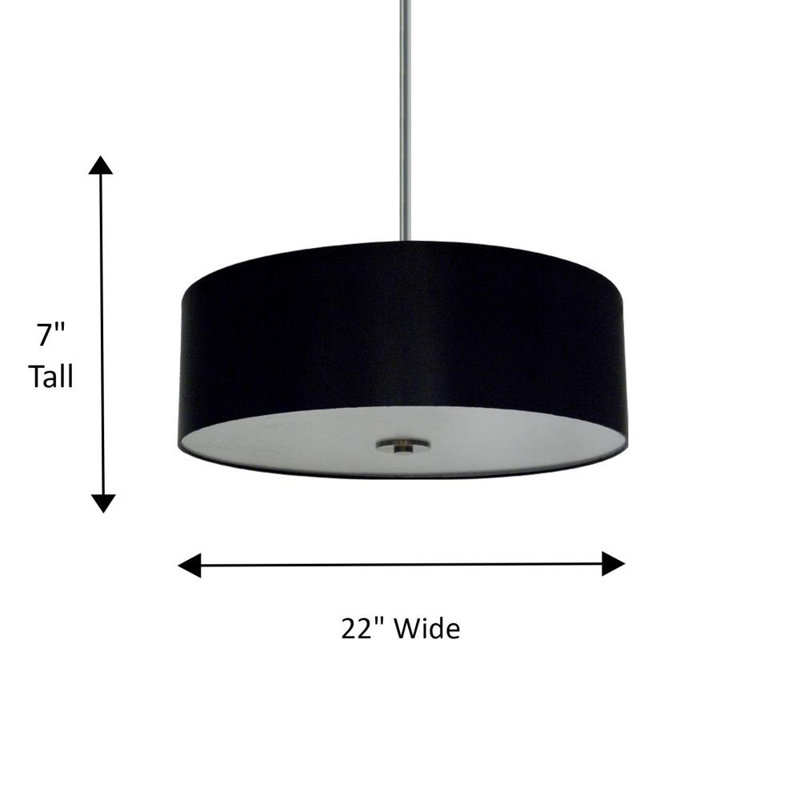 Lustre tambour 4 lumières à abat-jour Olivo, Noir discret