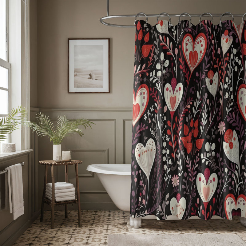 Heart Spark - Rideau de douche standard 1 pièce, H 74 po x l 35 po