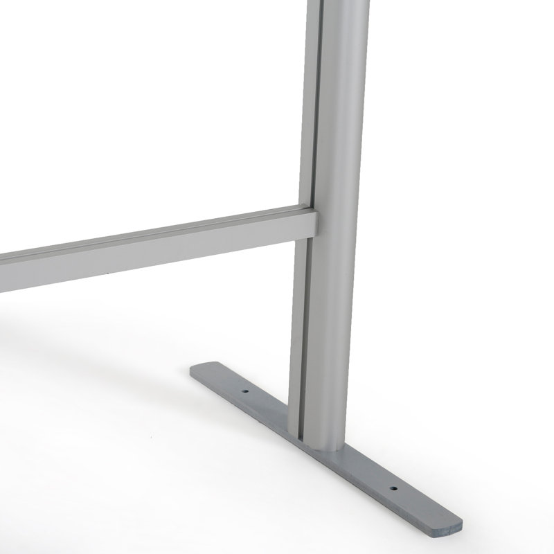 Silver Aluminum and Plexiglas Tabletop Sneeze Guard, 39.37x47.24 Inches