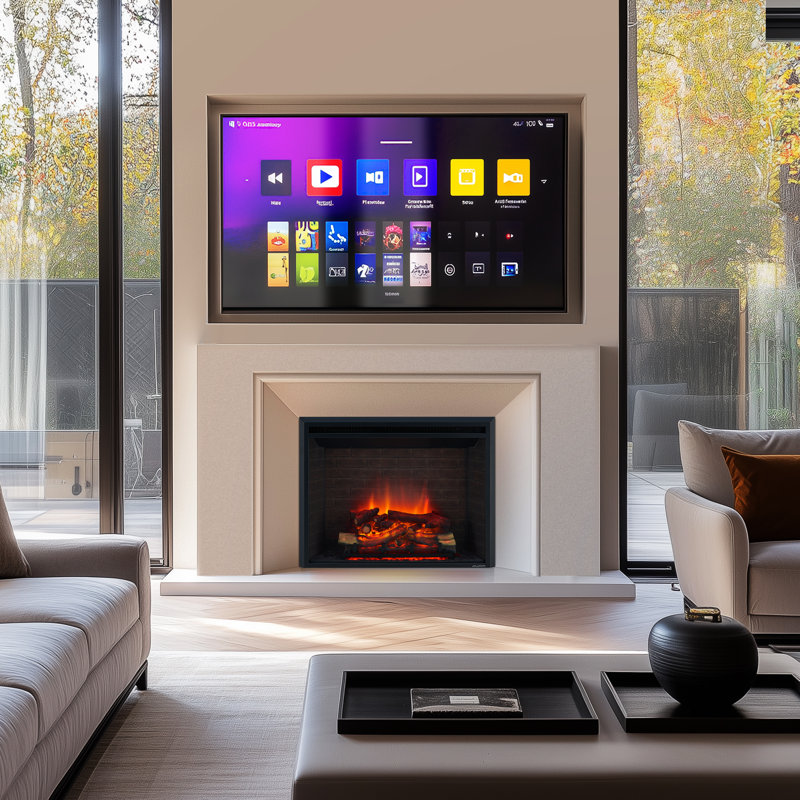 Insert de cheminée électrique Puraflame Ayame avec son craquelé, télécommande, 750 / 1500W, noir, 33 1/16 po de largeur, 25 9/16 po de hauteur