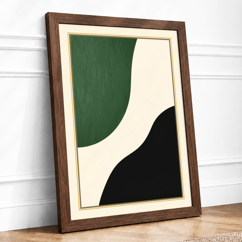 Curved Forms In Balance Minimalist - Print, A2 - 59.4 x 42.0 cm, Walnut