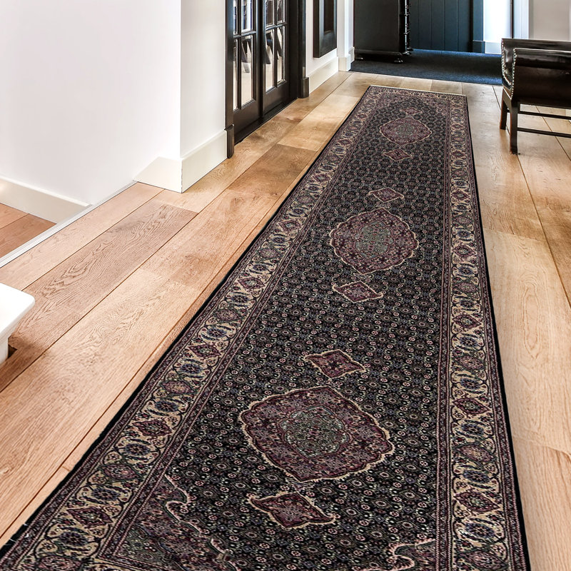 Shah One-of-a-Kind Runner 2'6" X 12' Runner Wool Area Rug in Black/Green/Red