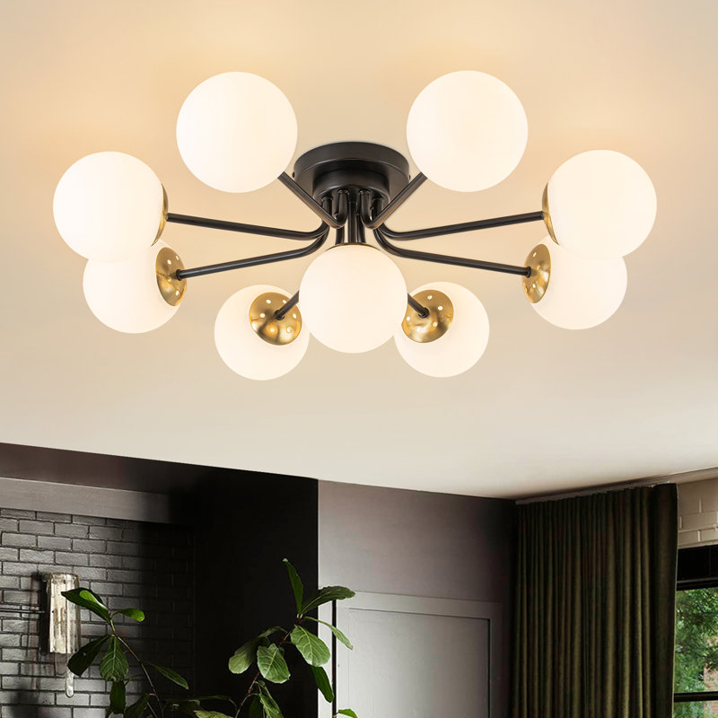 Plafonnier semi-encastré 9 lumières Spoutnik