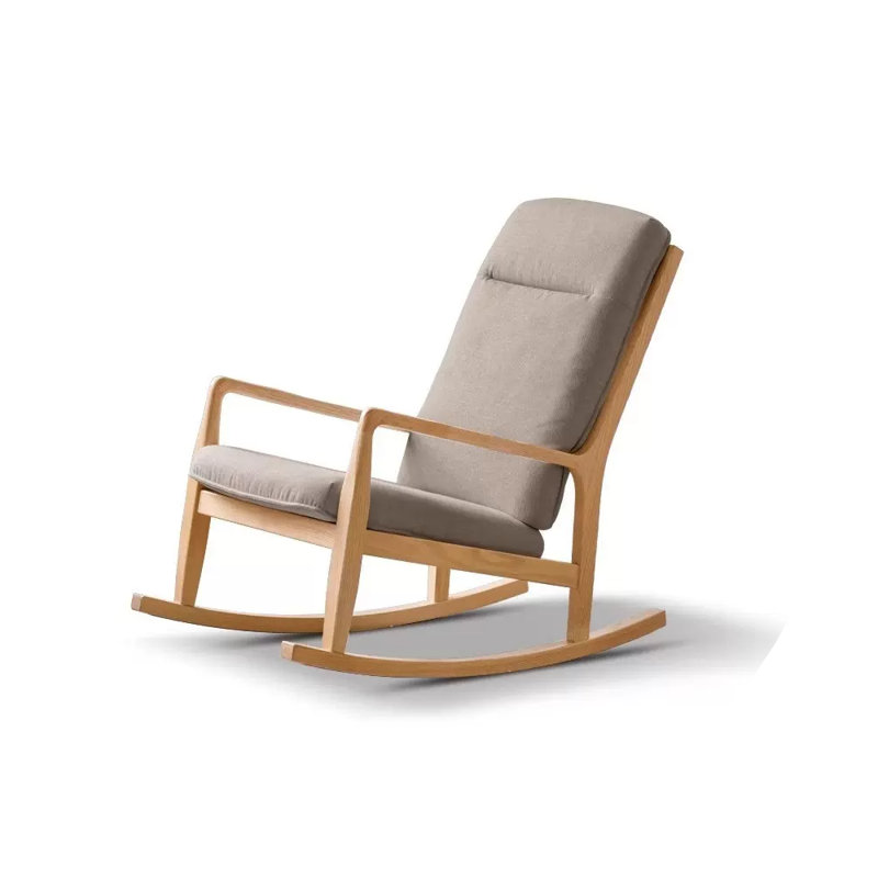 Chaise berçante en bois massif Modern Modern, Brun, Brun orangé