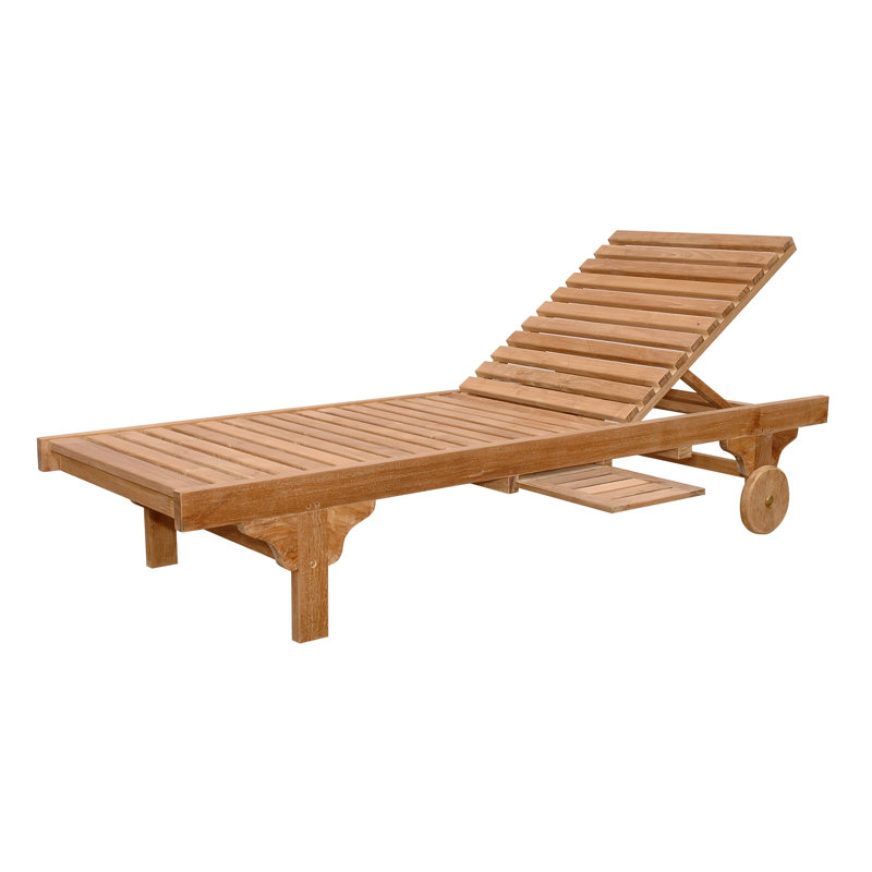 Capri Outdoor Teak Adjustable Chaise Lounge with Side Tray