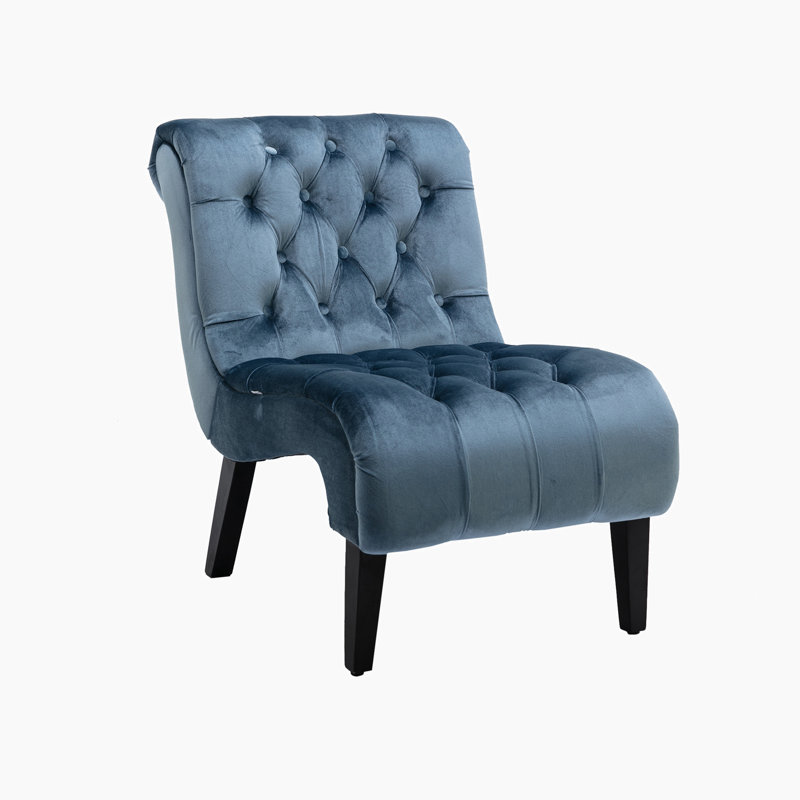 Javita 22.83'' Wide Modern Armless Accent Living Room Chair / Leisure Chair,Upholstered Fabric Button Comfortable Chair with Wooden Legs