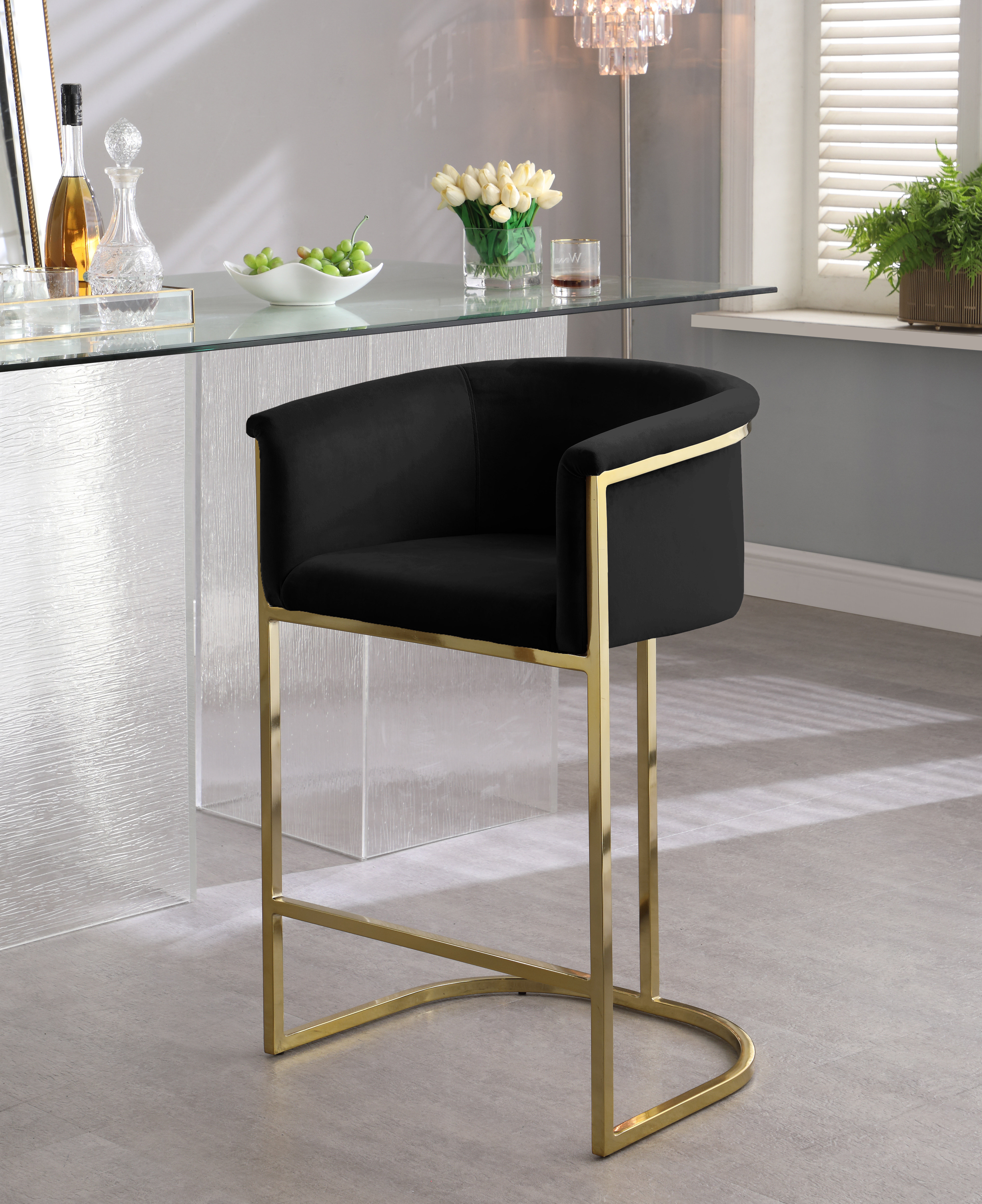 Hani Upholstered Counter Stool with Metal Frame