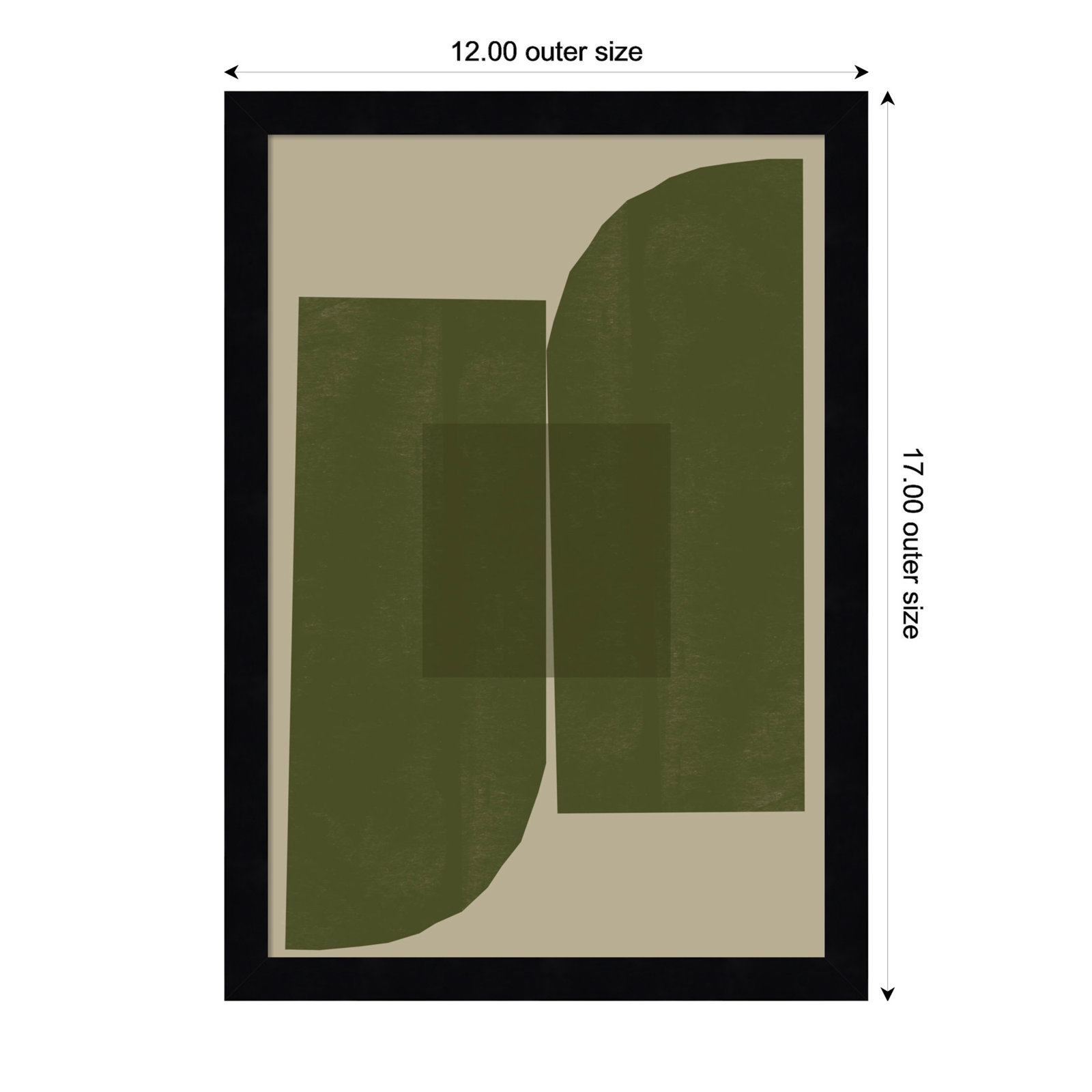 Percey "Green Composition 2" Print, Black, 17" H x 12" W