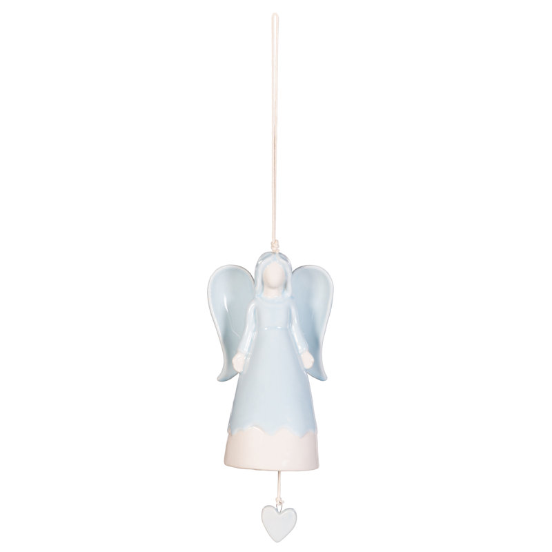 Ange avec ailes et cœur décoratif en céramique cloche de jardin