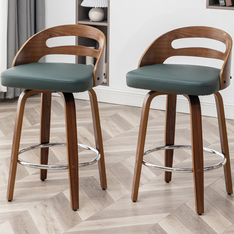 Tabourets de bar pivotants en faux cuir Hesson, Tabouret de comptoir (siège d'une hauteur de 25,1, Vert
