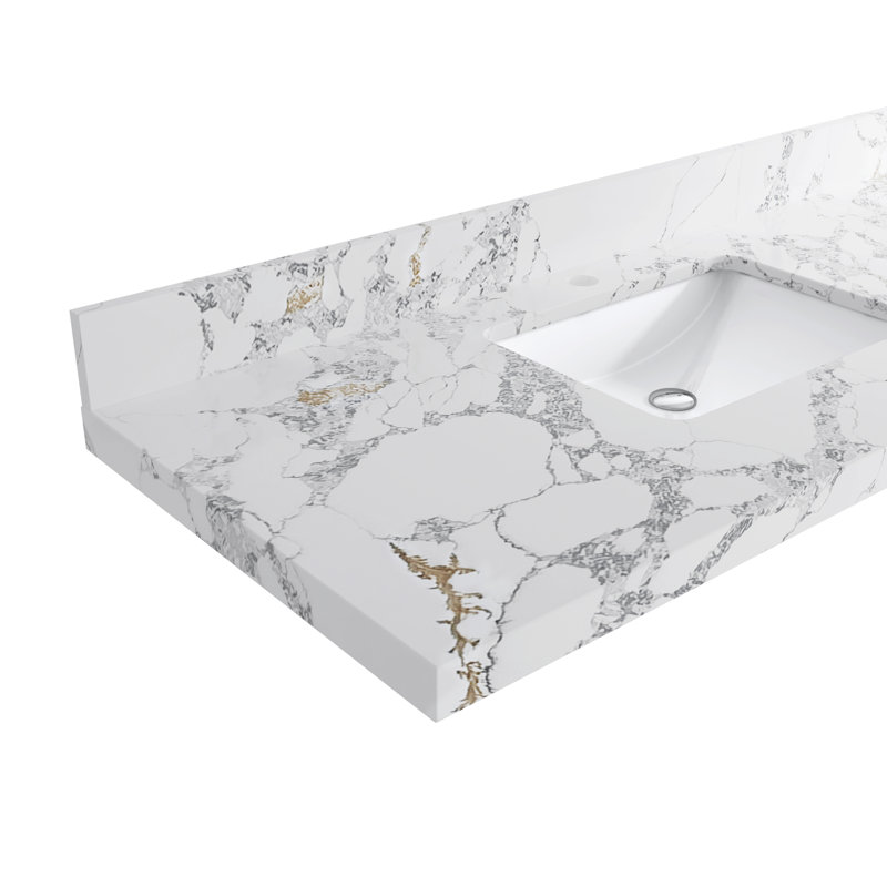 Sonoma Floating Teak 60'' Double Bathroom Vanity with Quartz Top