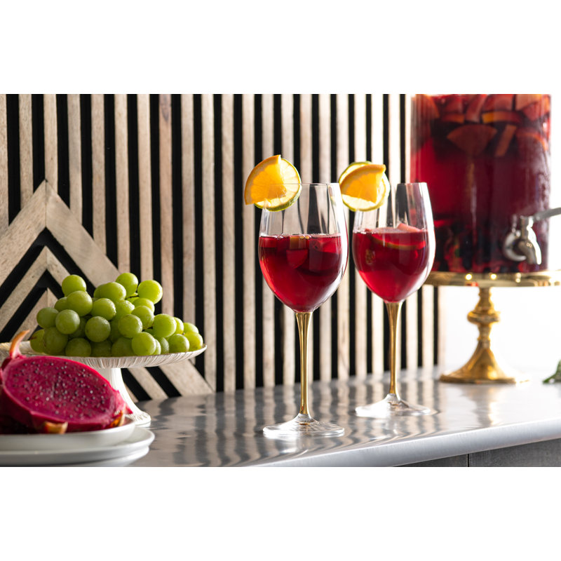 Crystal Red Wine Glass, Clear/Gold
