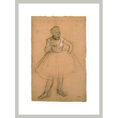 Ballet Dancer Adjusting her Costume by Edgar Degas -Framed Giclee Print